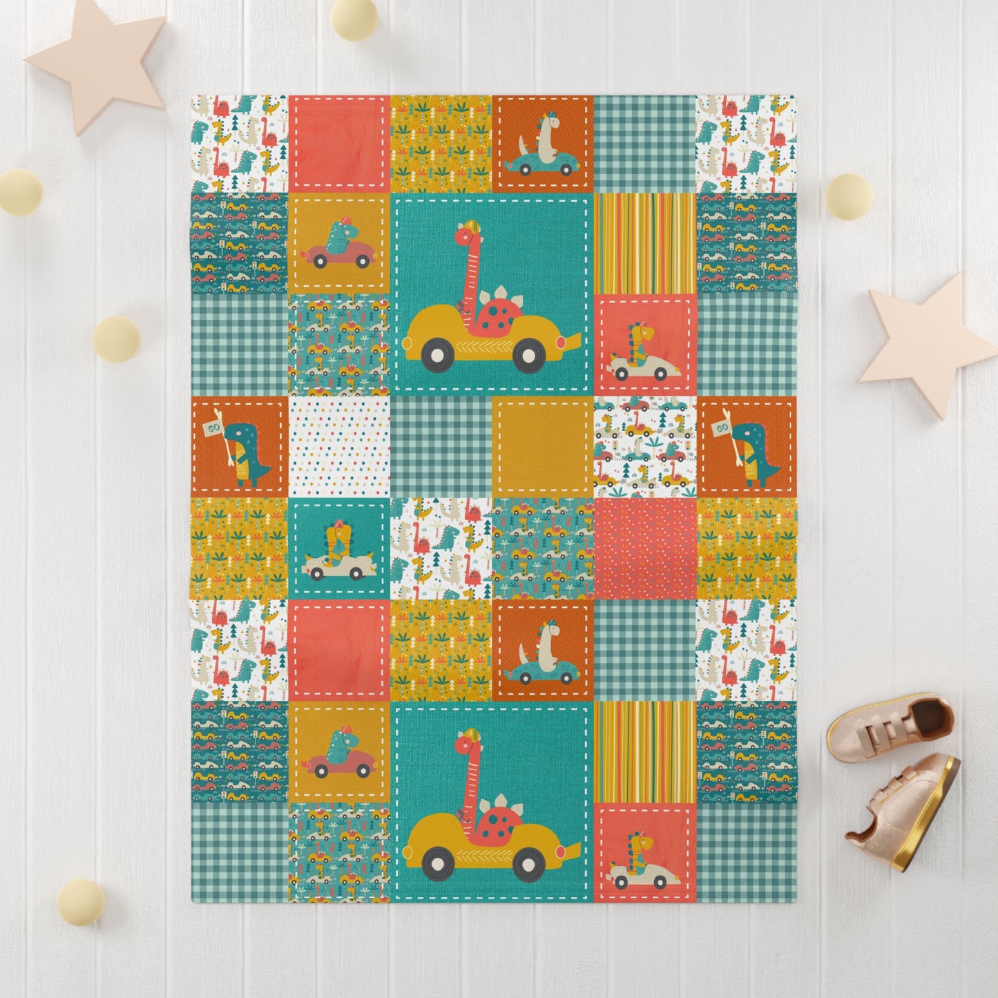 Soft Fleece Baby Blanket (Go Dino Go!)