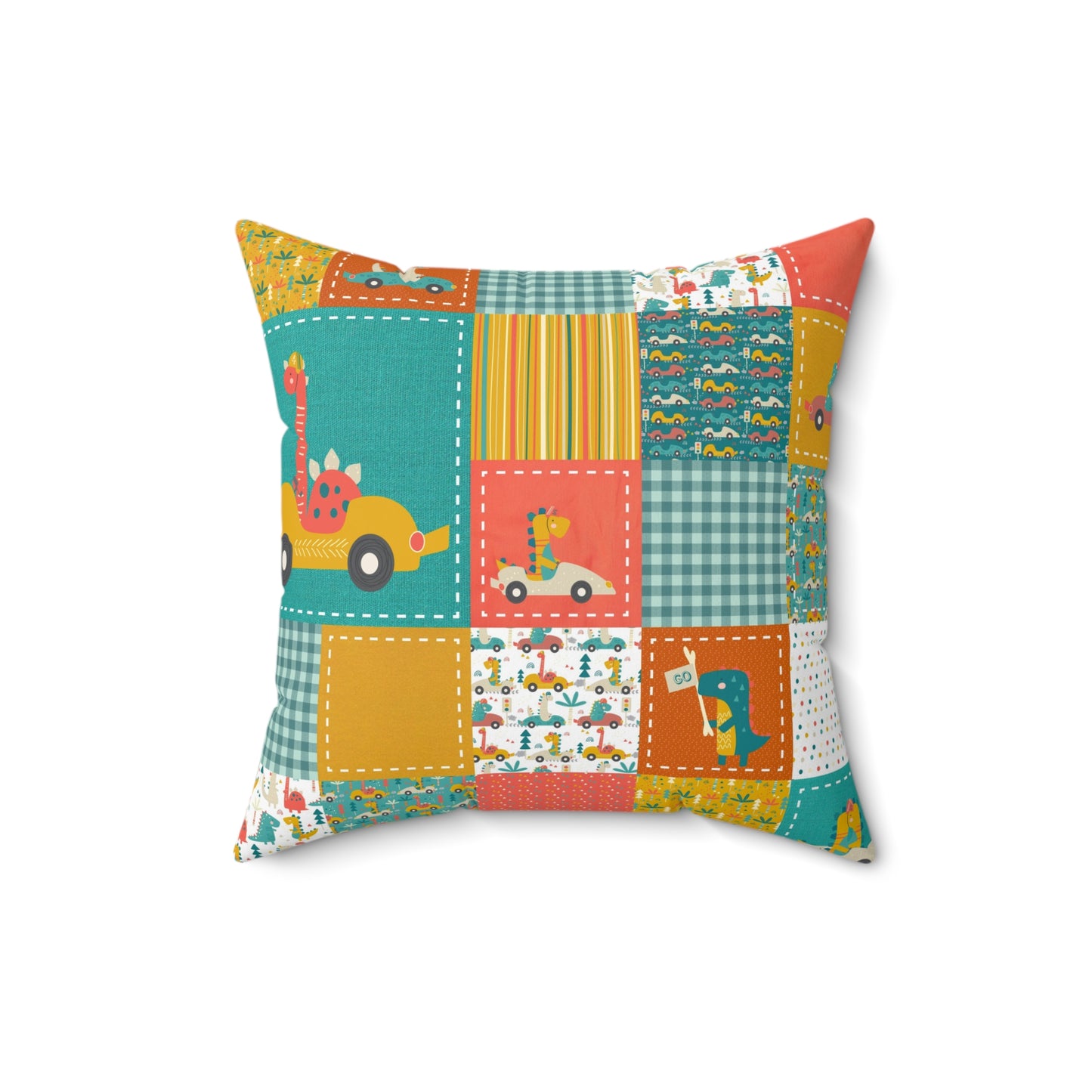 Square Pillow (Go Dino Go!)