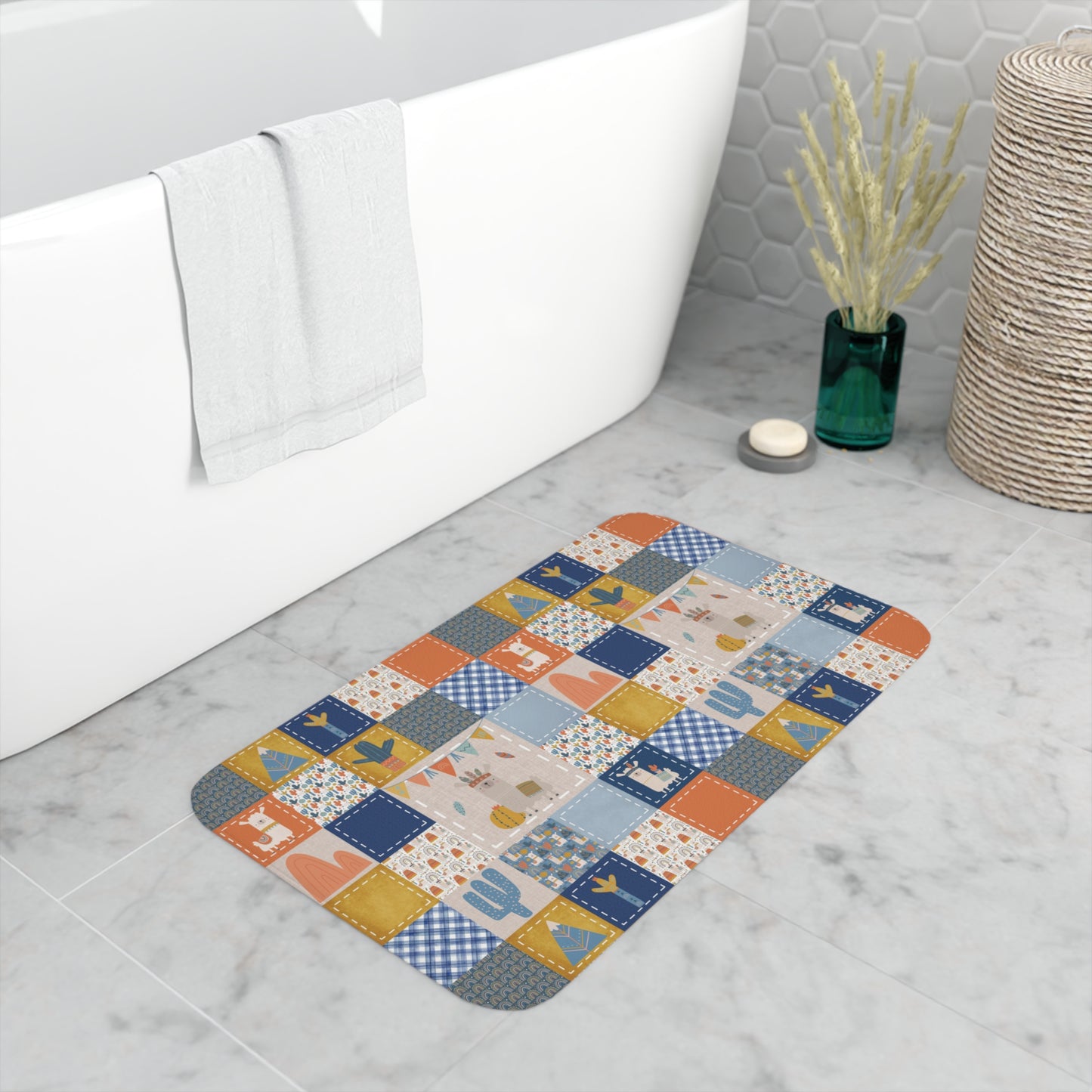 Memory Foam Bath Mat (Boho Llama)