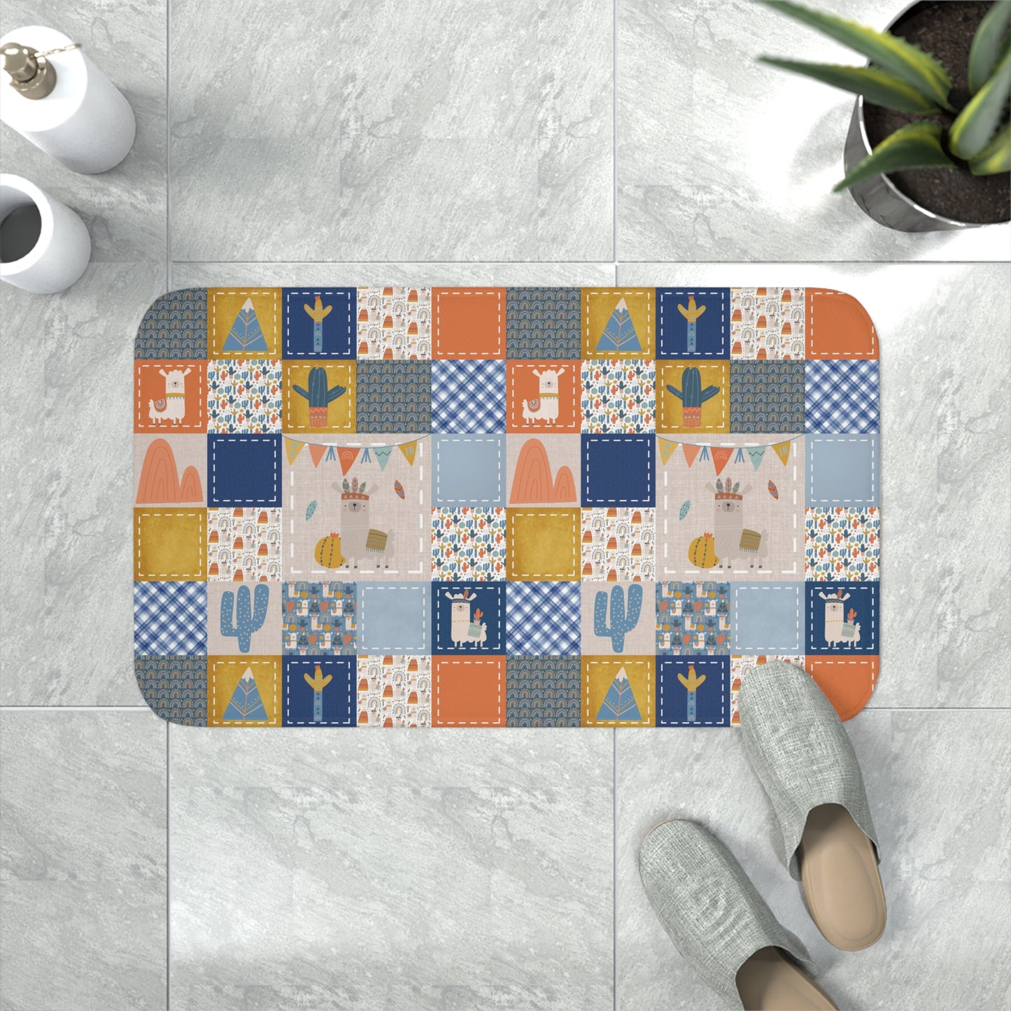 Memory Foam Bath Mat (Boho Llama)