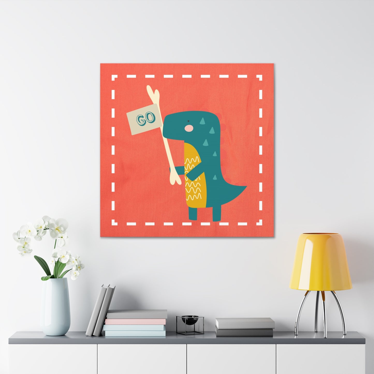 Canvas Wall Art (Go Dino Go!-Coral)