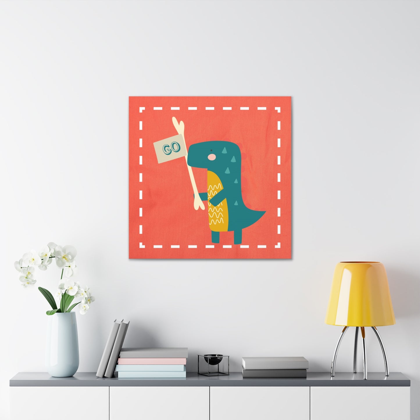 Canvas Wall Art (Go Dino Go!-Coral)