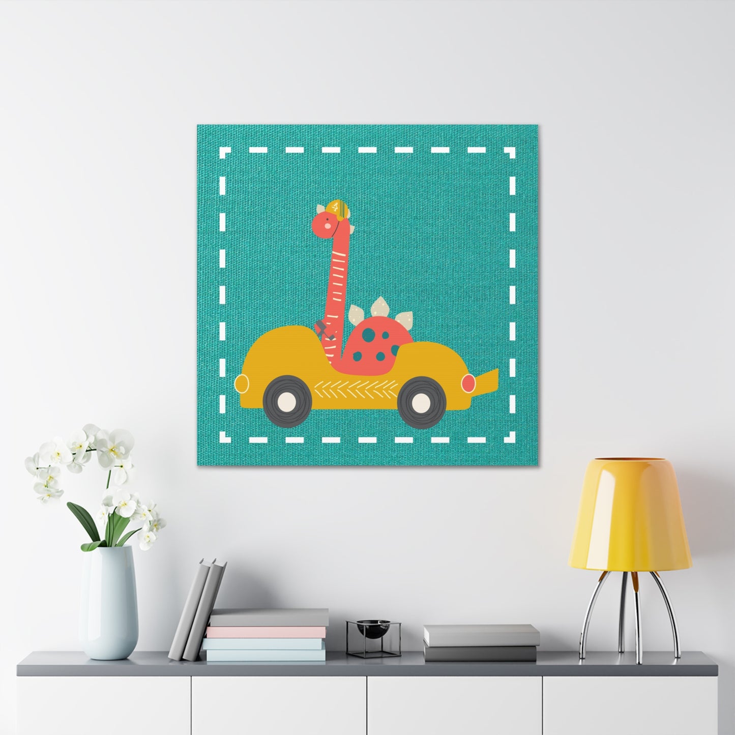 Canvas Wall Art (Go Dino Go!-Teal)