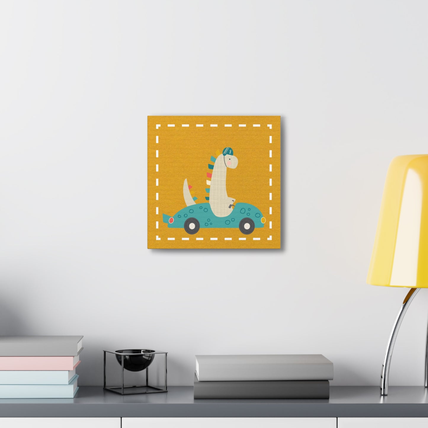 Canvas Wall Art (Go Dino Go!-Mustard Yellow)