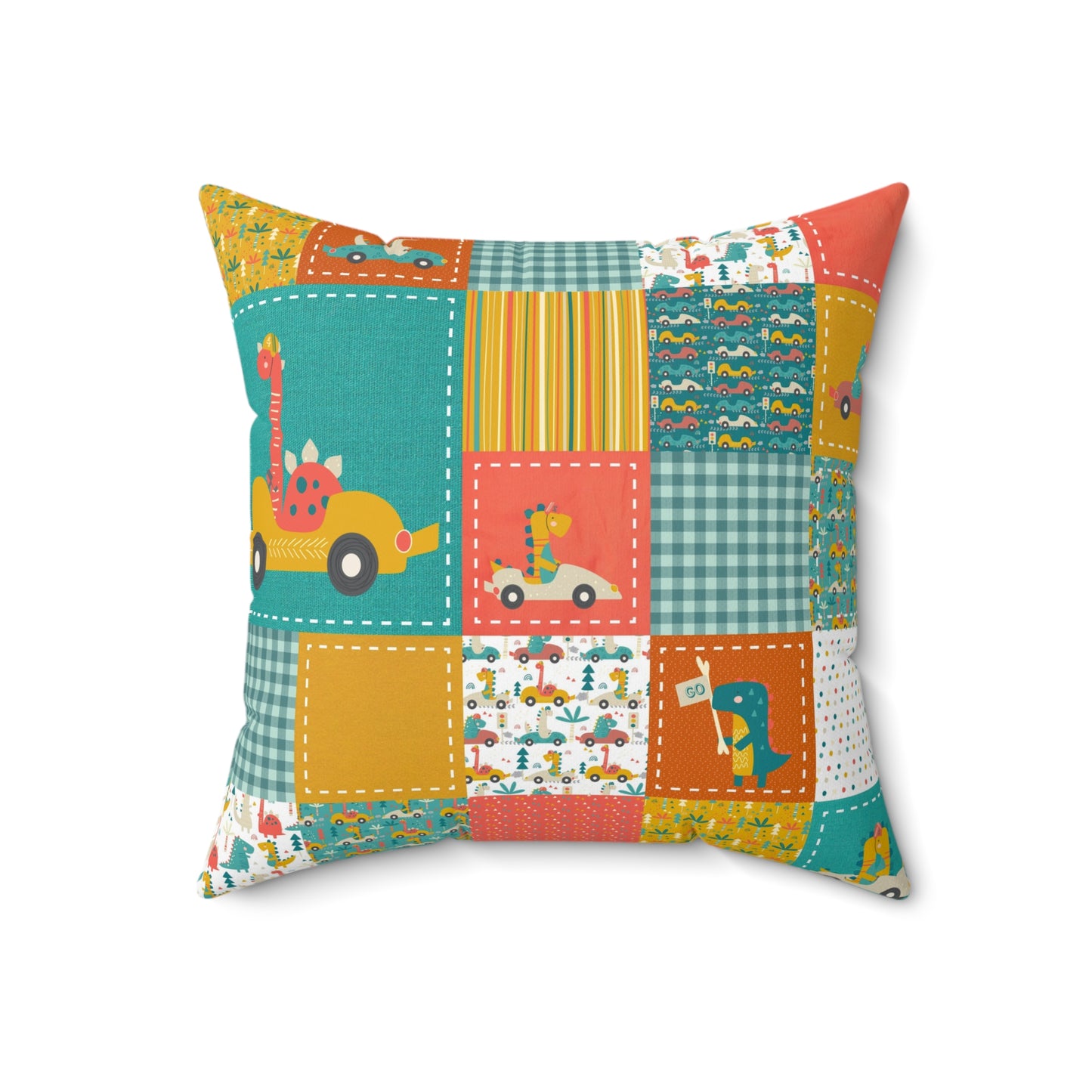 Square Pillow (Go Dino Go!)