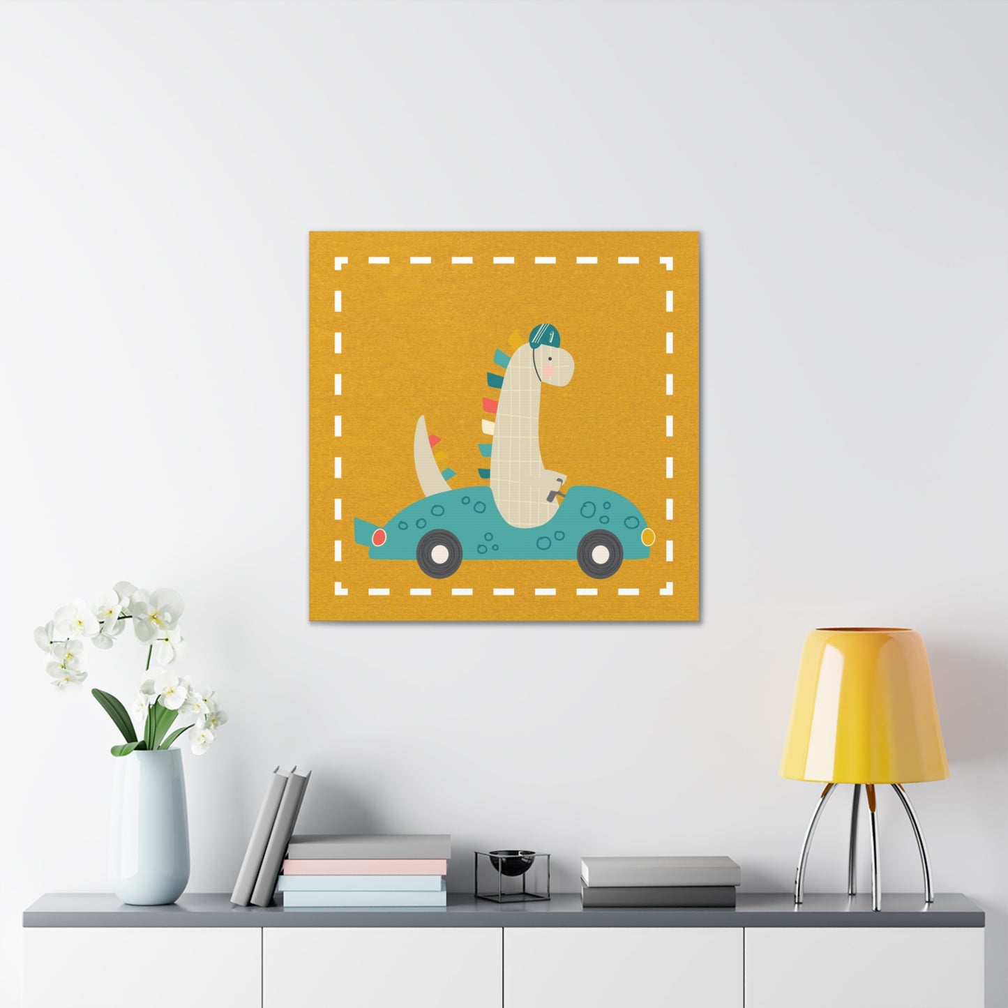 Canvas Wall Art (Go Dino Go!-Mustard Yellow)