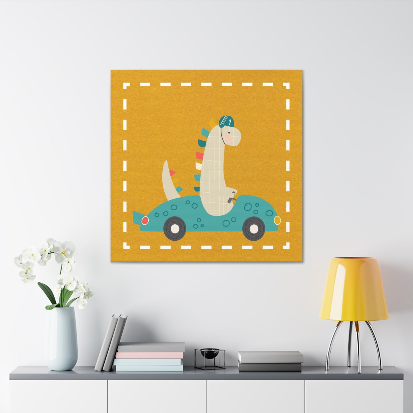 Canvas Wall Art (Go Dino Go!-Mustard Yellow)