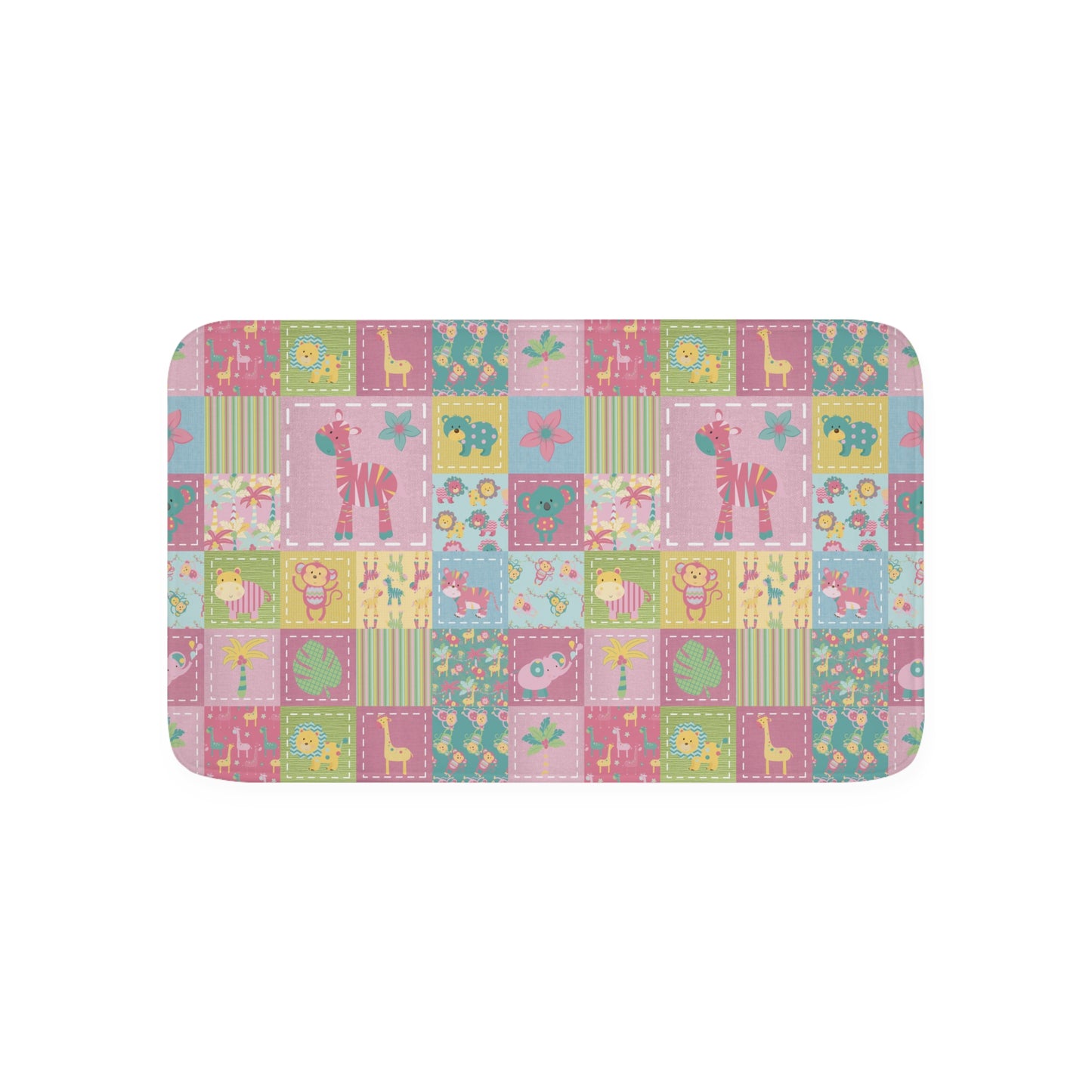 Memory Foam Bath Mat (Pink Safari)