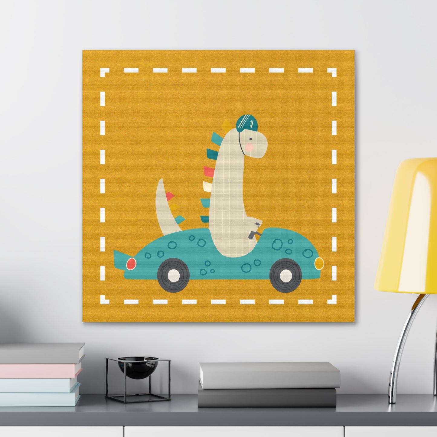 Canvas Wall Art (Go Dino Go!-Mustard Yellow)