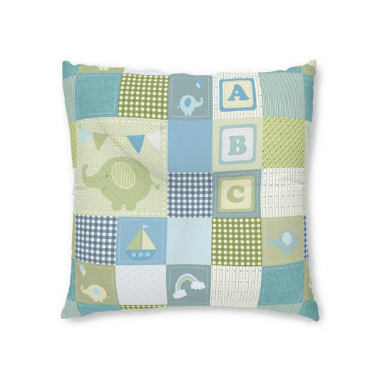 Tufted Square Floor Pillow (Baby Boy Elephant)