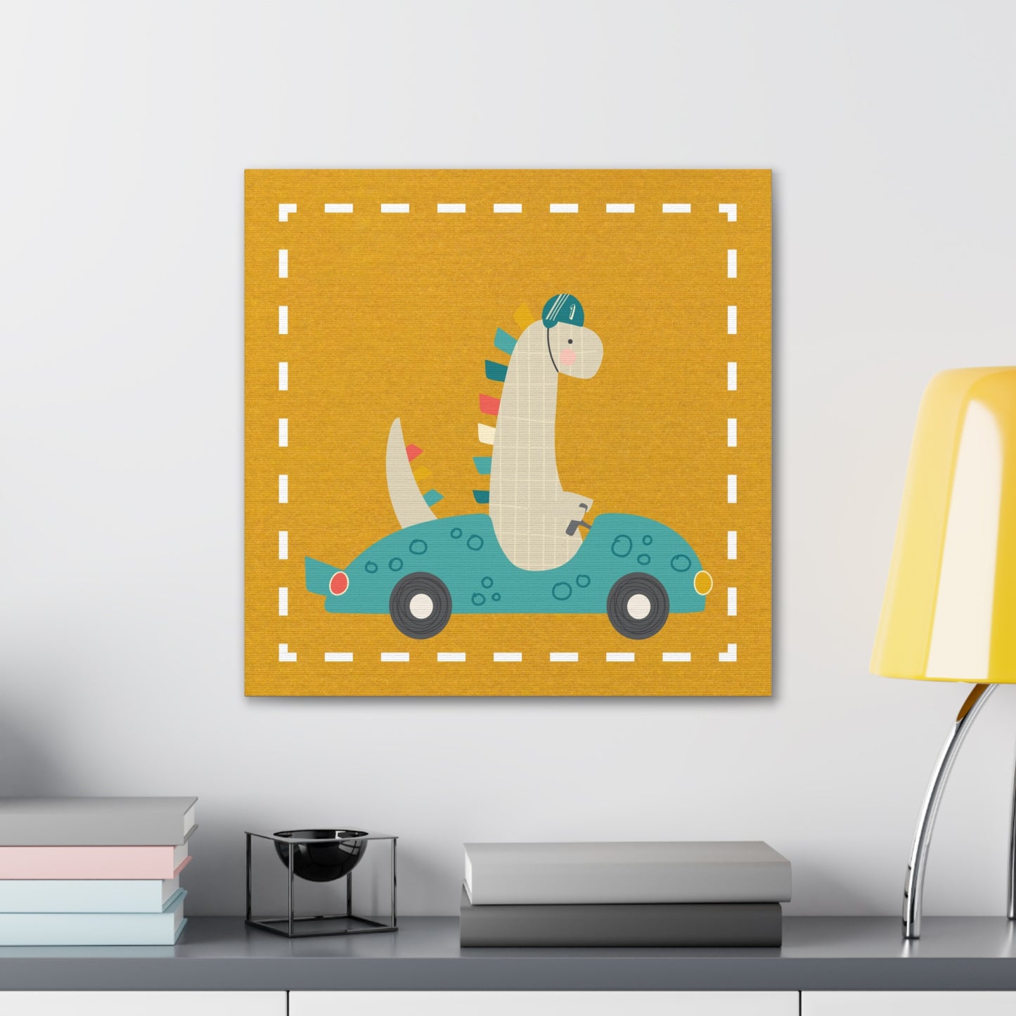 Canvas Wall Art (Go Dino Go!-Mustard Yellow)